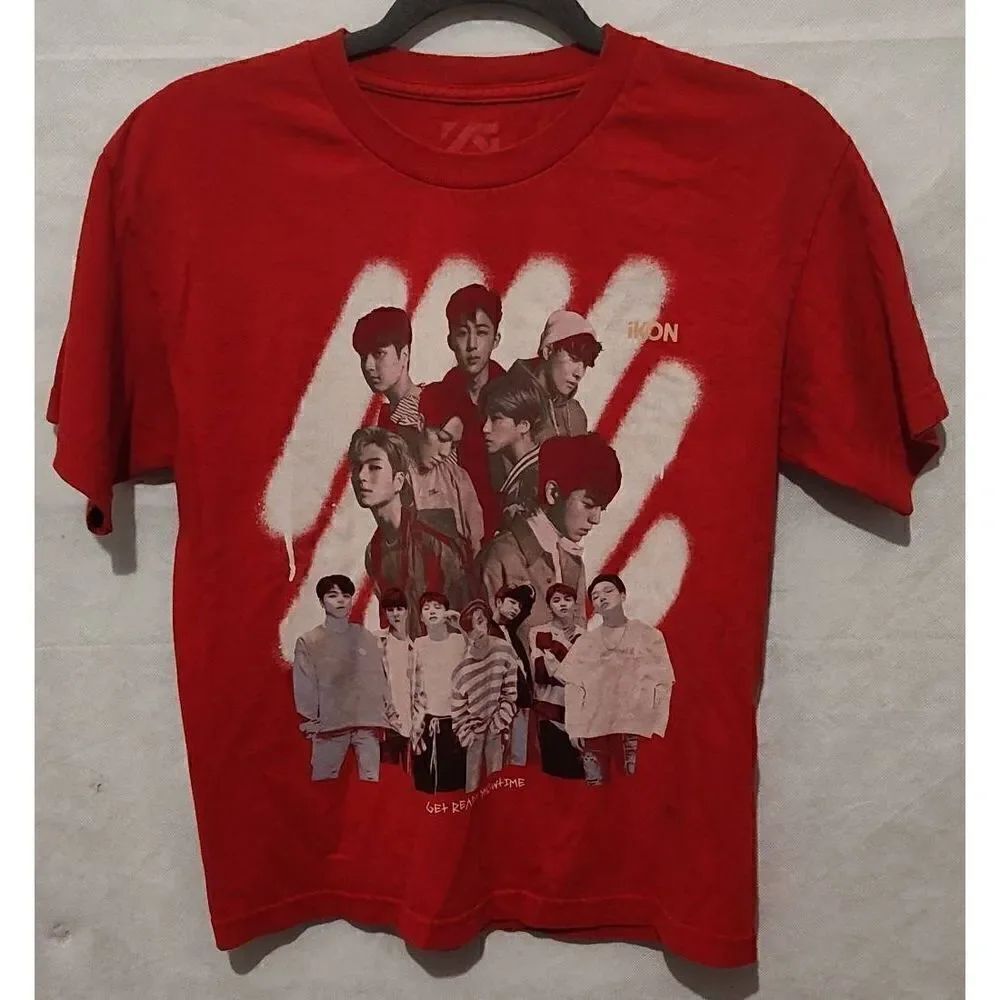 Ikon Get Ready Showtime T-Shirt Size XS Red K-Pop Band Tour Tee. See measurement